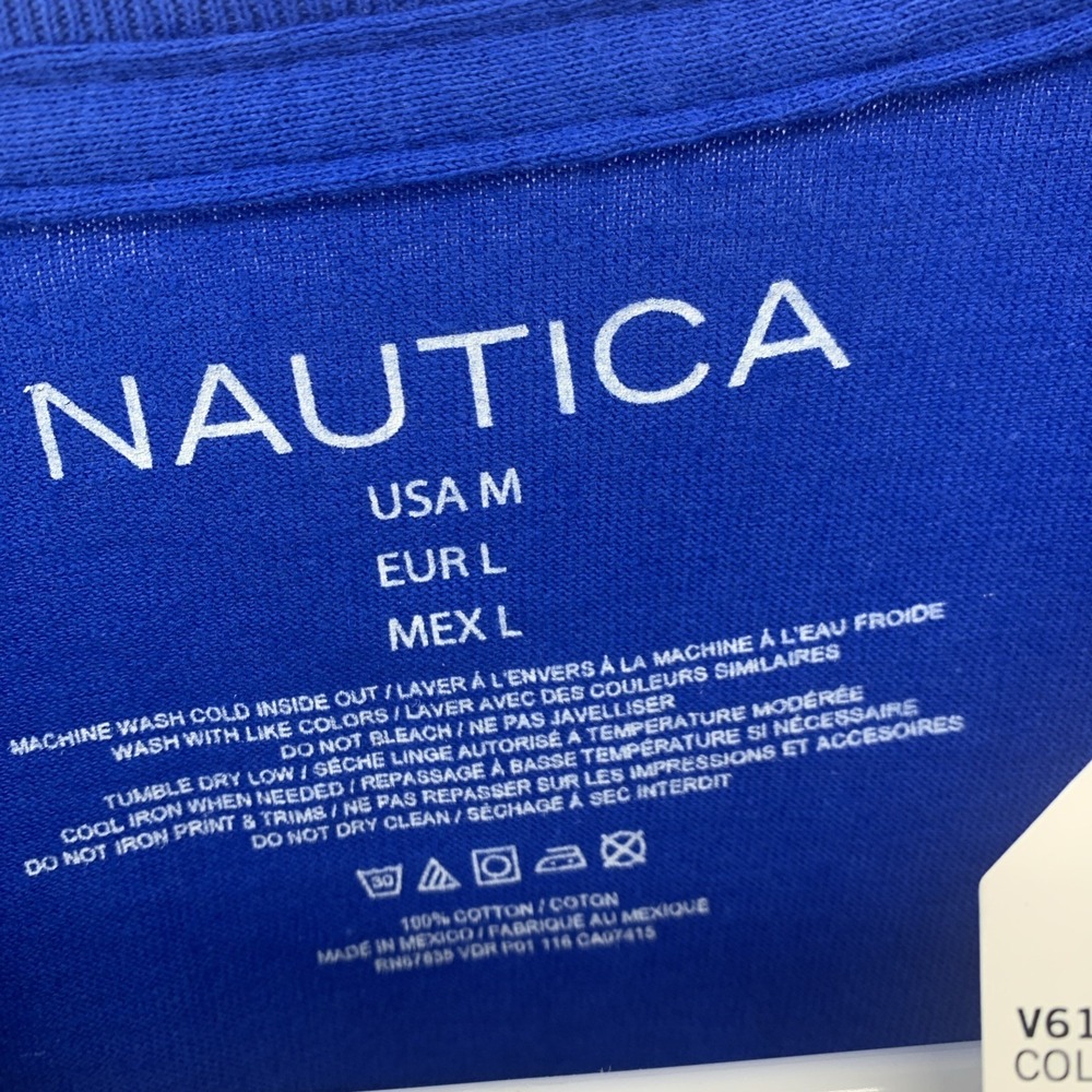 New Nautica Men's T-Shirt Sea cobalt Blue  Short Sleeve Size Medium 100% Cotton - Picture 4 of 8